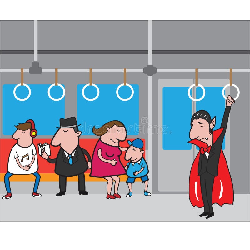 Vampiro de Dia das Bruxas no metro 2 ilustração stock Vampiro de Dia das Bruxas no metro 2 ilustração stock