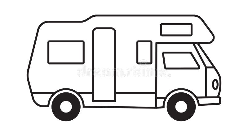 Van camper outline stock vector. Illustration of roadtrip - 237442033