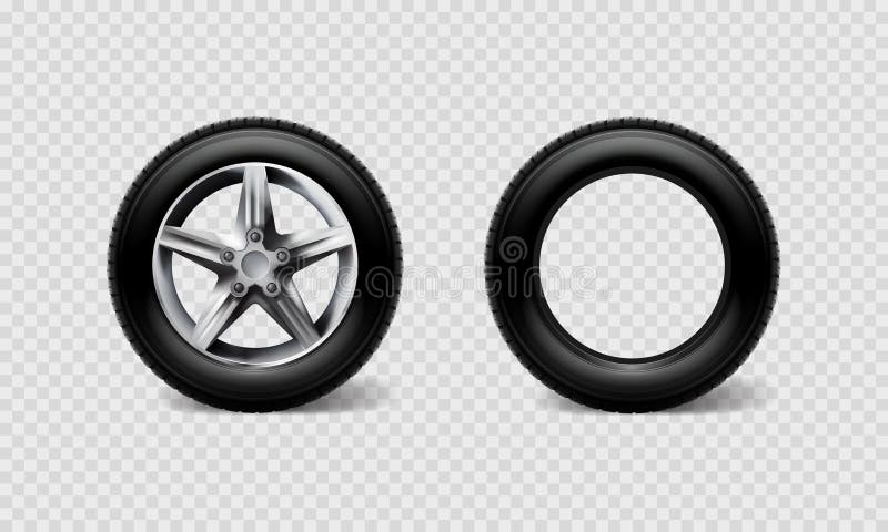 Van de autowielen van de voorraad de vectorillustratie realistische die bus van de de reeksband, vrachtwagen op transparante geru stock illustratie Van de autowielen van de voorraad de vectorillustratie realistische die bus van de de reeksband, vrachtwagen op transparante geru stock illustratie