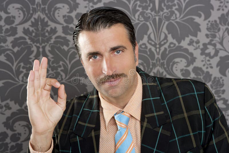 Van de de mensenzakenman van Nerd retro o.k. de handgebaar royalty-vrije stock afbeelding Van de de mensenzakenman van Nerd retro o.k. de handgebaar royalty-vrije stock afbeelding