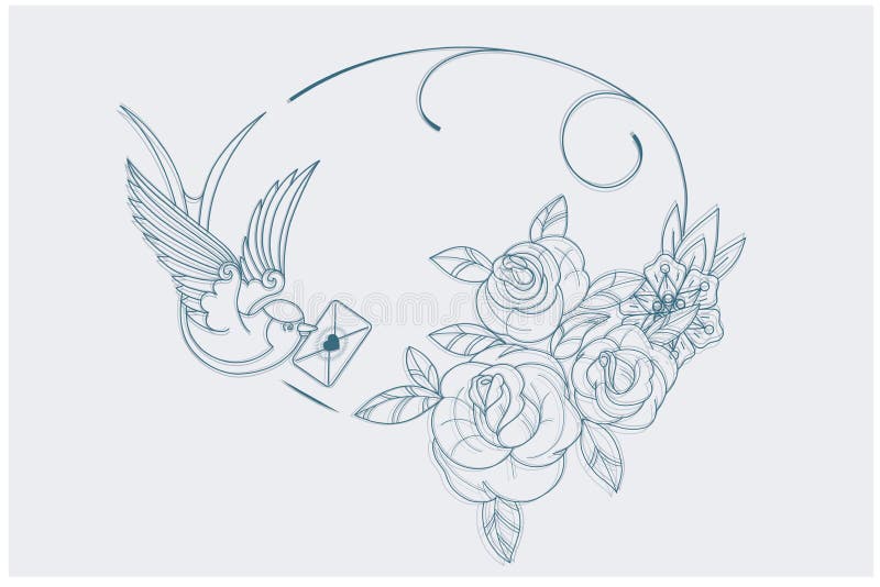Van de de pagina oude school van het liefdethema kleurende de tatoegeringstekens stock illustratie Van de de pagina oude school van het liefdethema kleurende de tatoegeringstekens stock illustratie