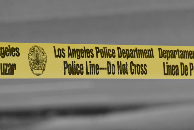 Van de de Politieafdeling van Los Angeles de Politielijn - kruis geen Band stock foto's Van de de Politieafdeling van Los Angeles de Politielijn - kruis geen Band stock foto's