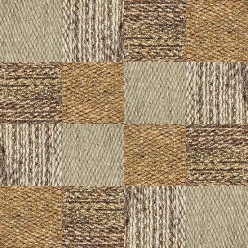 Van de de stoffentextuur van de kameelwol het patrooncollage in een schaakbordorde stock afbeelding Van de de stoffentextuur van de kameelwol het patrooncollage in een schaakbordorde stock afbeelding