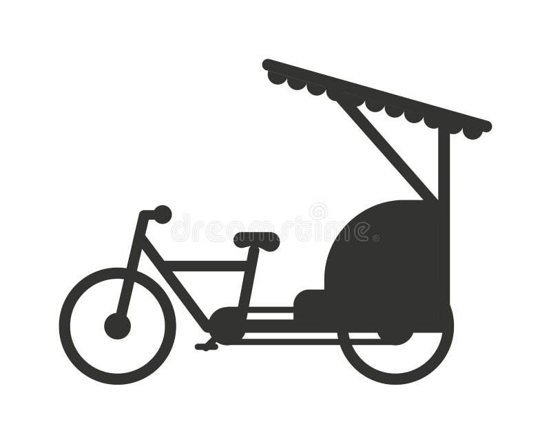 Van de de taxireis van riksjaindonesië Djakarta van het het vervoerspictogram de vlakke vectorillustratie royalty-vrije illustratie Van de de taxireis van riksjaindonesië Djakarta van het het vervoerspictogram de vlakke vectorillustratie royalty-vrije illustratie