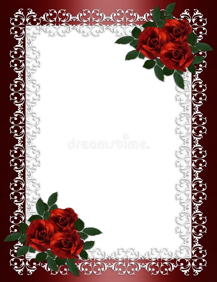 Van de de uitnodigingsgrens van het huwelijk de rode rozen stock illustratie Van de de uitnodigingsgrens van het huwelijk de rode rozen stock illustratie