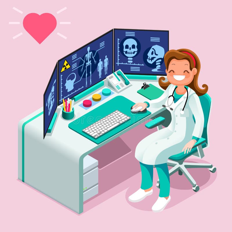 Van de Gezondheidszorggegevens van de het ziekenhuiscomputer Isometrisch de Mensenbeeldverhaal stock illustratie Van de Gezondheidszorggegevens van de het ziekenhuiscomputer Isometrisch de Mensenbeeldverhaal stock illustratie