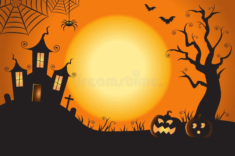 Van de Griezelige Horizontale Achtergrond 1 de Nachtscène van Halloween royalty-vrije illustratie Van de Griezelige Horizontale Achtergrond 1 de Nachtscène van Halloween royalty-vrije illustratie