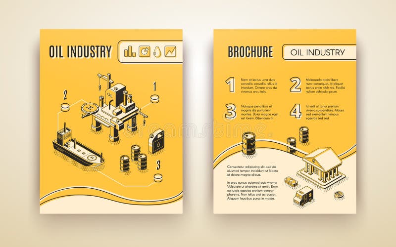 Van de het bedrijfbrochure van de olieindustrie het vectormalplaatje stock illustratie Van de het bedrijfbrochure van de olieindustrie het vectormalplaatje stock illustratie