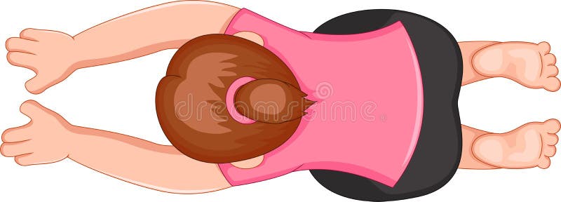 Van de het beeldverhaal exercing yoga van de schoonheidsvrouw de sportgezicht neer vector illustratie Van de het beeldverhaal exercing yoga van de schoonheidsvrouw de sportgezicht neer vector illustratie
