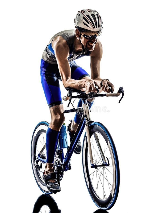 Van de het ijzermens van het mensentriatlon de atletenfietsers het bicycling royalty-vrije stock afbeeldingen Van de het ijzermens van het mensentriatlon de atletenfietsers het bicycling royalty-vrije stock afbeeldingen