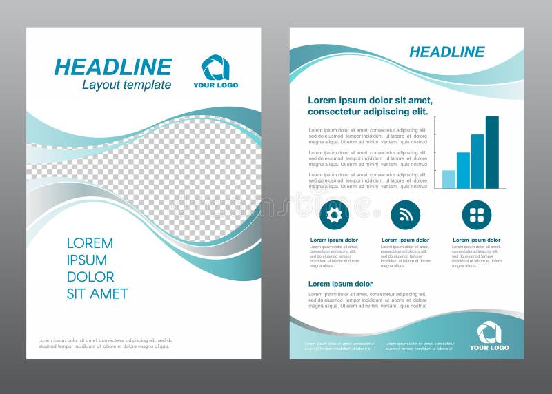 Layout flyer template size A4 cover page Wave Turquoise gray tone Vector design. Layout flyer template size A4 cover page Wave Turquoise gray tone Vector design