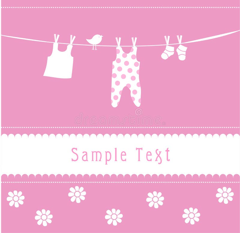 Van de het meisjesaankomst van de baby de aankondigingskaart vector illustratie Van de het meisjesaankomst van de baby de aankondigingskaart vector illustratie