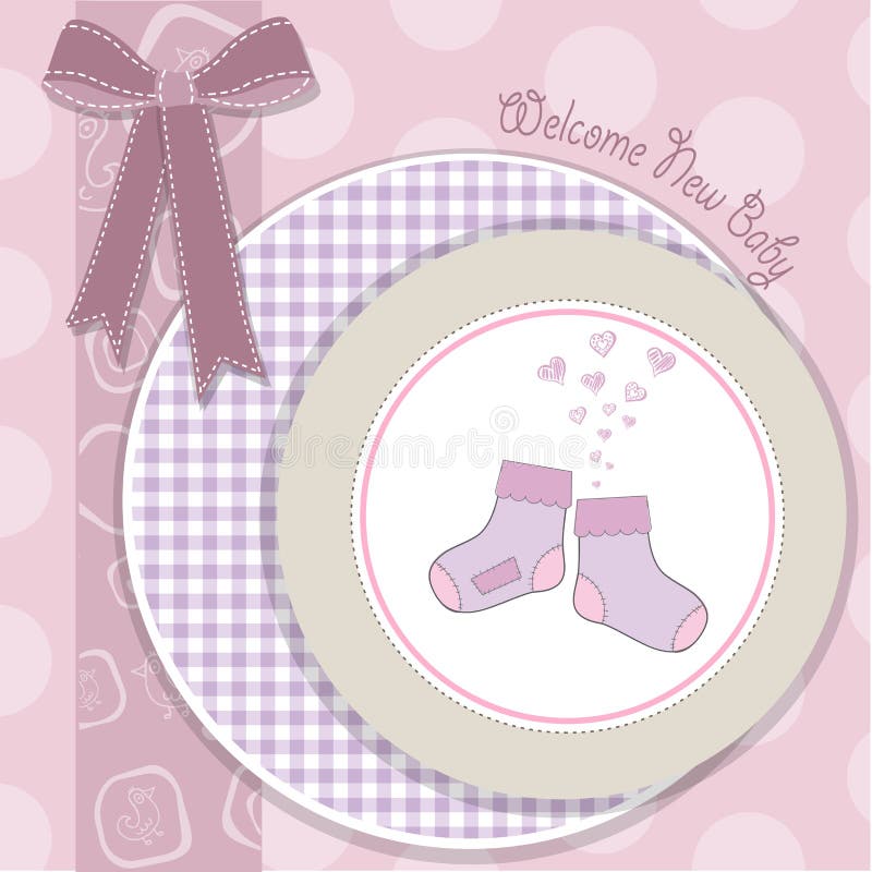Van de het meisjesdouche van de baby de aankondigingskaart royalty-vrije illustratie Van de het meisjesdouche van de baby de aankondigingskaart royalty-vrije illustratie