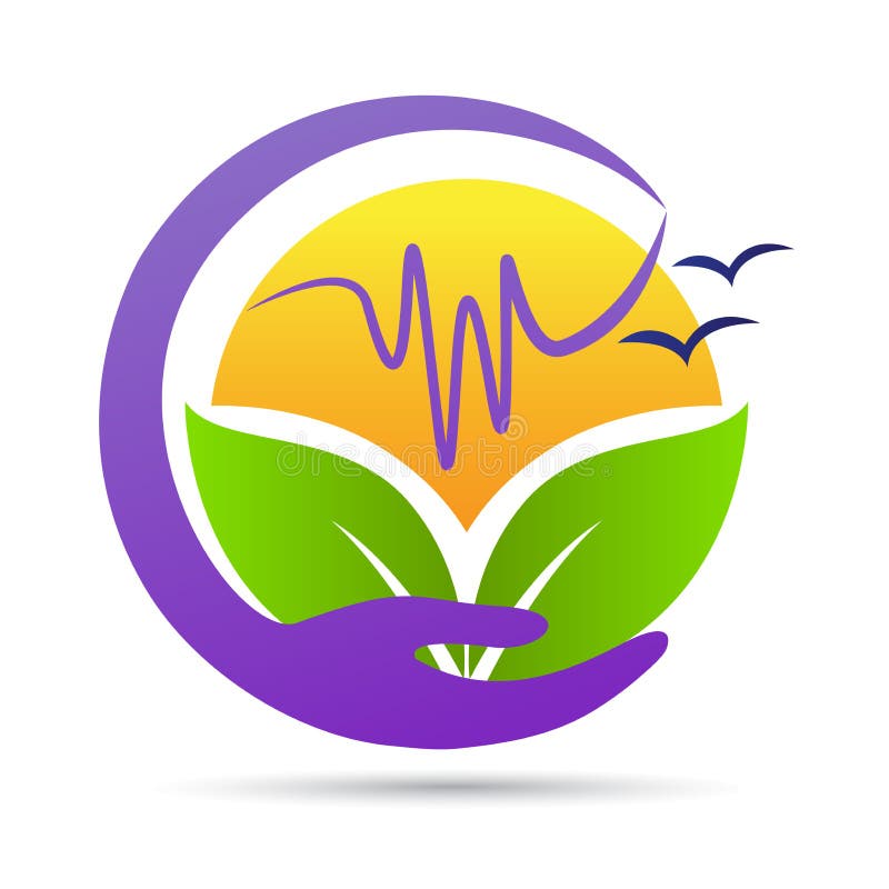 Van de het milieuzorg van aardeco het vriendschappelijke groene embleem van de de holdingshand stock illustratie Van de het milieuzorg van aardeco het vriendschappelijke groene embleem van de de holdingshand stock illustratie