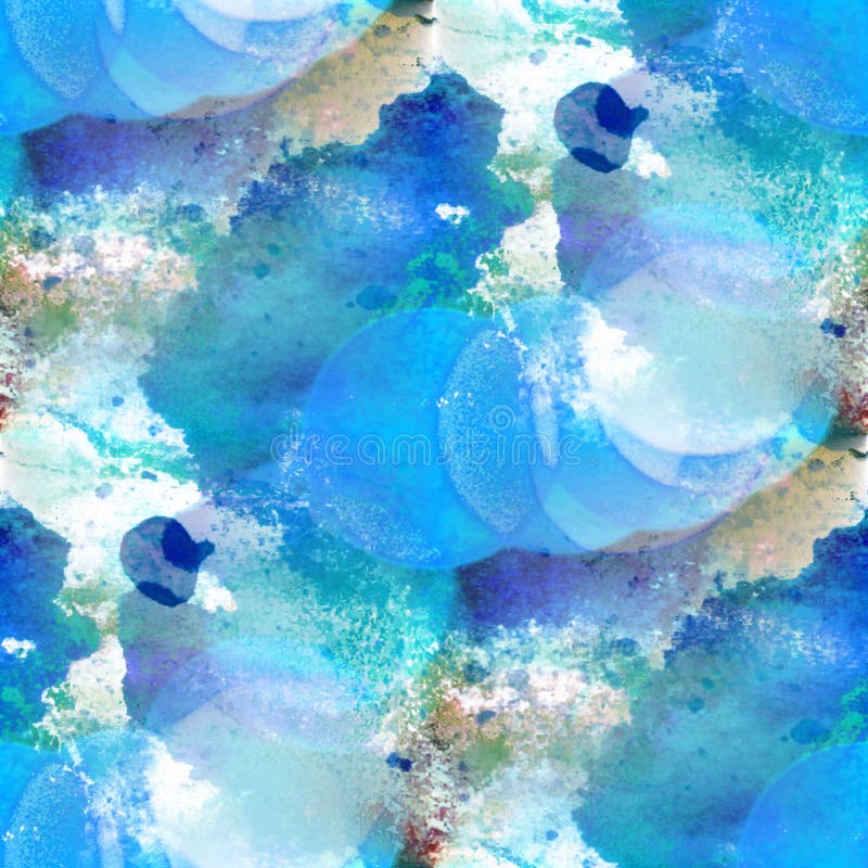 Van de het watertextuur van het Bokeh kleurrijke patroon de verf blauwe samenvatting seamles royalty-vrije illustratie Van de het watertextuur van het Bokeh kleurrijke patroon de verf blauwe samenvatting seamles royalty-vrije illustratie