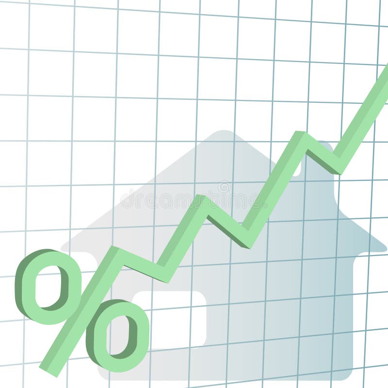 Van de hypotheekRentevoeten van het huis de hogere grafiek stock illustratie Van de hypotheekRentevoeten van het huis de hogere grafiek stock illustratie