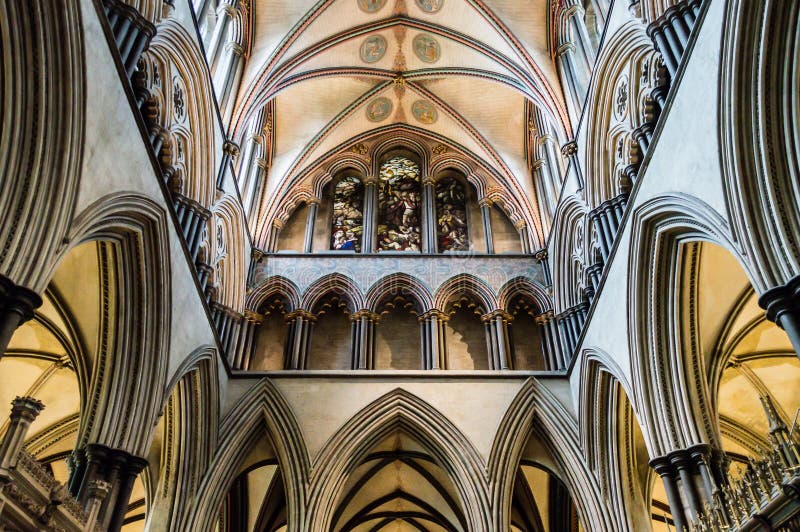 Van de Kathedraaltriforium van Salisbury de Galerij A stock foto's Van de Kathedraaltriforium van Salisbury de Galerij A stock foto's