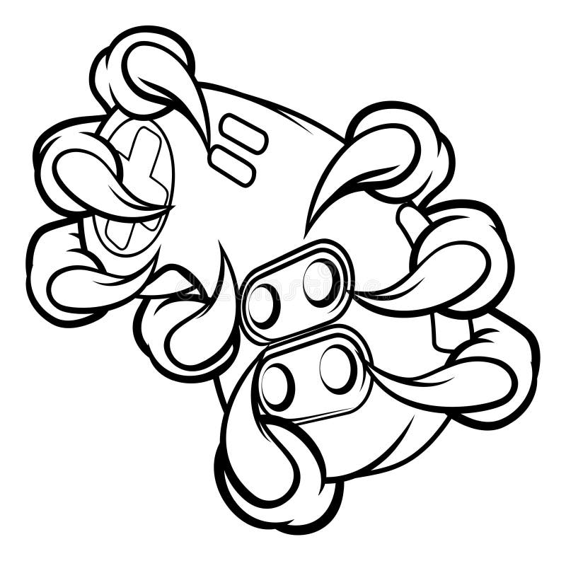 Van de de Klauwenholding van monstergamer de Spelencontrolemechanisme vector illustratie Van de de Klauwenholding van monstergamer de Spelencontrolemechanisme vector illustratie