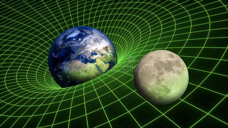 Van de de krommingsplaats-tijd van het ernstgebied van de de relativiteitsaarde de Maanplaneten