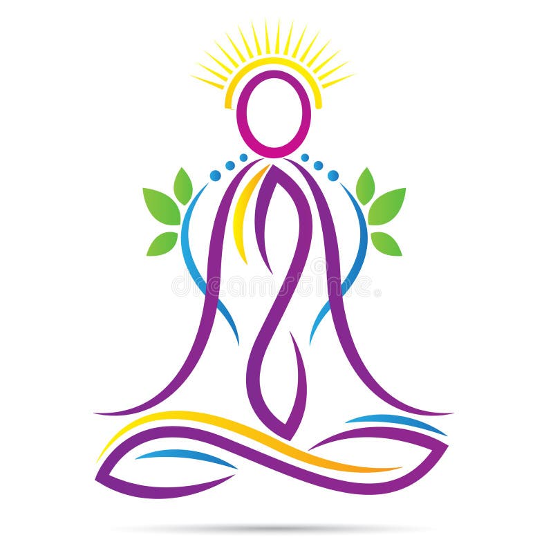 Van de de lotusbloempositie van het yogaoverzicht embleem van het wellness het gezonde leven royalty-vrije illustratie Van de de lotusbloempositie van het yogaoverzicht embleem van het wellness het gezonde leven royalty-vrije illustratie
