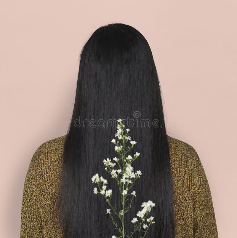 Van de de Meningsbloem van het vrouwen Lang Haar Achter het Portretconcept stock foto Van de de Meningsbloem van het vrouwen Lang Haar Achter het Portretconcept stock foto
