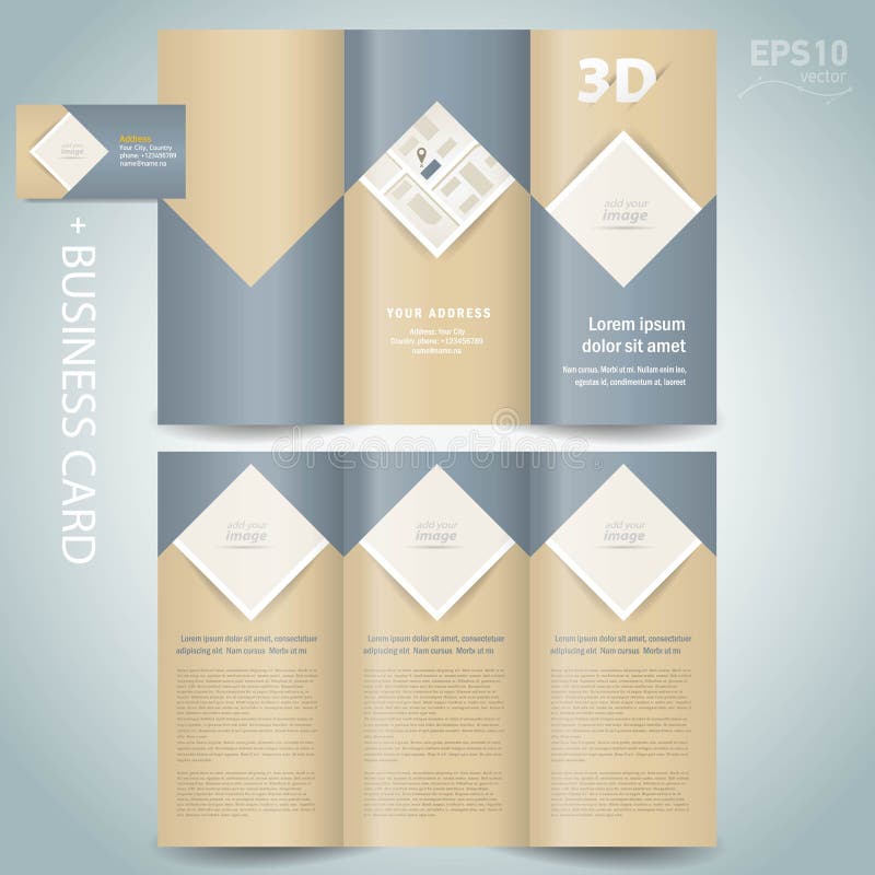 Van de de ontwerpsjabloon vectoromslag van de Trifoldbrochure het pamfletruit, vierkant, blok voor beelden vector illustratie Van de de ontwerpsjabloon vectoromslag van de Trifoldbrochure het pamfletruit, vierkant, blok voor beelden vector illustratie