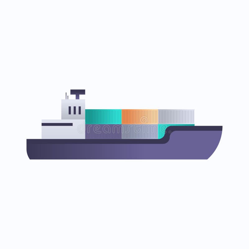 Van de overzeese van het de containerschip olietankerlading van het het pictogramvervoer vlakke het concepten witte achtergrond vector illustratie Van de overzeese van het de containerschip olietankerlading van het het pictogramvervoer vlakke het concepten witte achtergrond vector illustratie