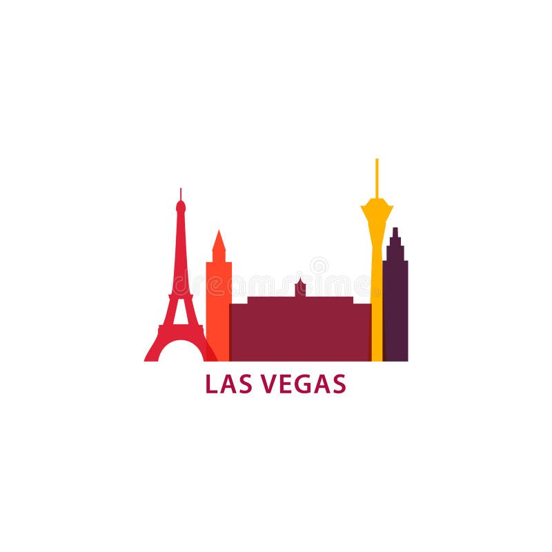 Van de de stadshorizon van Las Vegas illustratie van het het silhouet de vectorembleem vector illustratie Van de de stadshorizon van Las Vegas illustratie van het het silhouet de vectorembleem vector illustratie