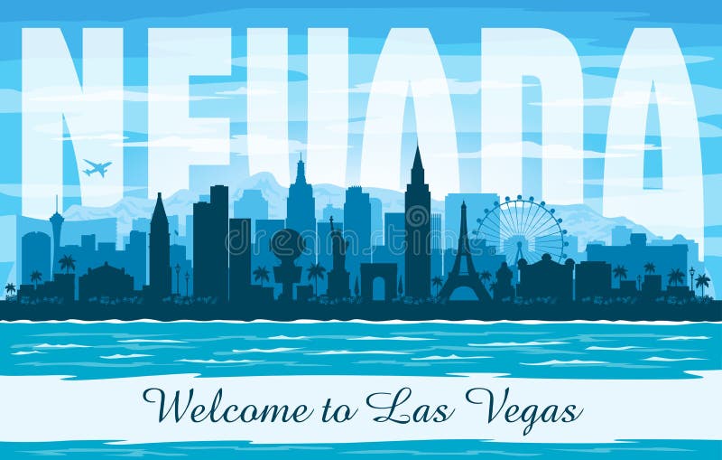 Van de de stadshorizon van Las Vegas Nevada het vectorsilhouet stock illustratie Van de de stadshorizon van Las Vegas Nevada het vectorsilhouet stock illustratie