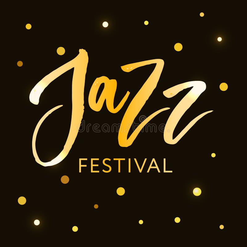 Van de de tekst het van letters voorziende kalligrafie van het jazzfestival zwarte goud royalty-vrije illustratie Van de de tekst het van letters voorziende kalligrafie van het jazzfestival zwarte goud royalty-vrije illustratie