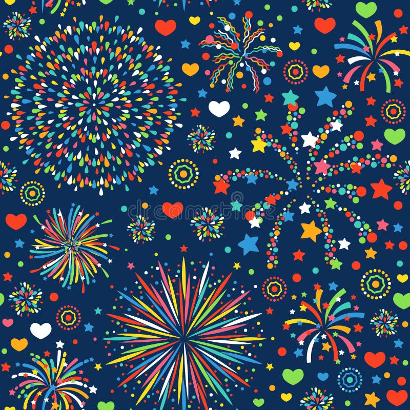 Van de van het het achtergrond patroon abstracte ontwerp van het vakantievuurwerk naadloze heldere de textuur vectorillustratie v royalty-vrije illustratie Van de van het het achtergrond patroon abstracte ontwerp van het vakantievuurwerk naadloze heldere de textuur vectorillustratie v royalty-vrije illustratie