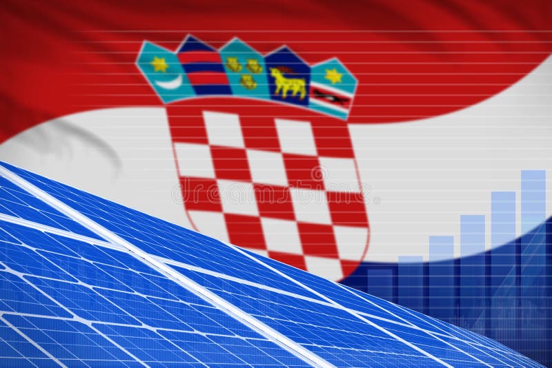 Van de de zonne-energiemacht van Kroatië digitaal de grafiekconcept - milieu natuurlijke energie industriële illustratie 3D Illus royalty-vrije illustratie Van de de zonne-energiemacht van Kroatië digitaal de grafiekconcept - milieu natuurlijke energie industriële illustratie 3D Illus royalty-vrije illustratie
