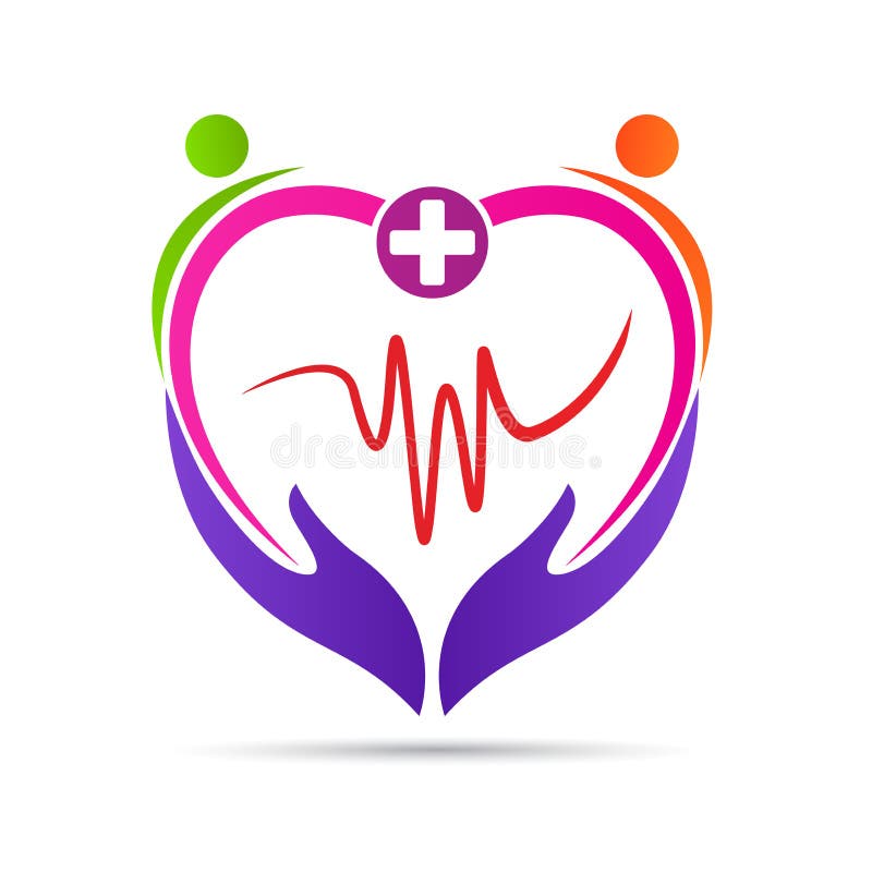 Hands holding people heart care wellness healthcare hospital emblem symbol concept design. Hands holding people heart care wellness healthcare hospital emblem symbol concept design.