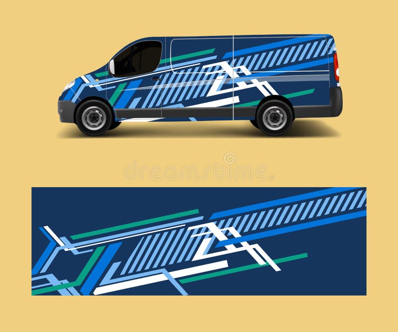 Van Decal Wrap Design Vector for Company Branding . Graphic Wrap Decal