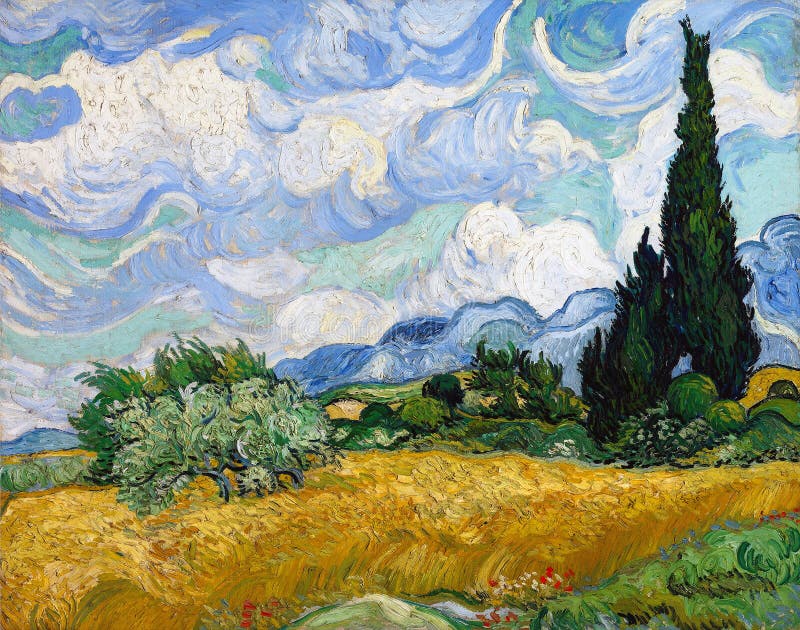 Wheat Field With Cypress by Vincent Van Gogh 1889. Metropolitan Museum Of Art in New York, USA