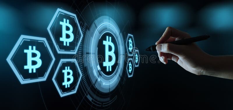 Bitcoin Cryptocurrency Digitaal Bit Coin BTC Valuta Technologie Bedrijf Internet Concept stock illustratie