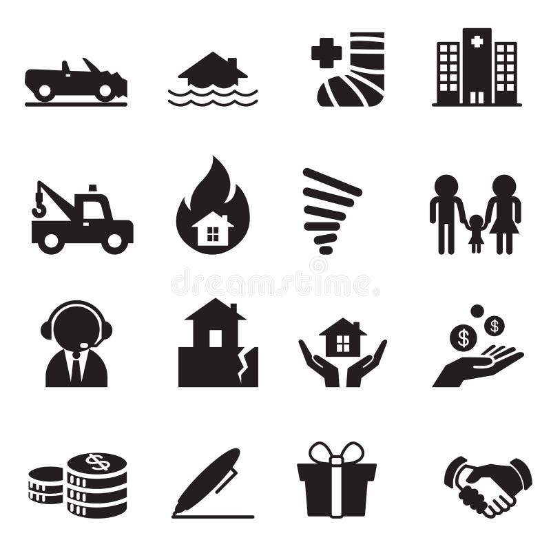 Van het de Illustratiesymbool van verzekeringspictogrammen Vectorreeks 2 royalty-vrije illustratie Van het de Illustratiesymbool van verzekeringspictogrammen Vectorreeks 2 royalty-vrije illustratie