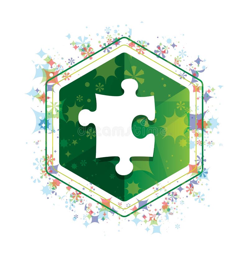 Van het de installatiespatroon van het raadselpictogram de bloemen groene hexagon knoop vector illustratie Van het de installatiespatroon van het raadselpictogram de bloemen groene hexagon knoop vector illustratie
