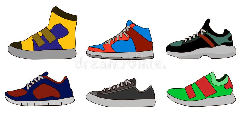 Sneaker Shoe Color Flat Icon Pictogram Symbol Illustration Set Collection. Vector eps. Sneaker Shoe Color Flat Icon Pictogram Symbol Illustration Set Collection. Vector eps