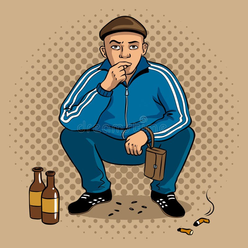 Pop art vectorillustratie van een gopnik, een hooligan stock illustratie