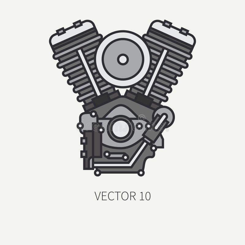 Van het de motorfietspictogram van de lijn vlakke kleur vector klassieke fiets v machtsmotor Legendarische retro De stijl van het stock illustratie Van het de motorfietspictogram van de lijn vlakke kleur vector klassieke fiets v machtsmotor Legendarische retro De stijl van het stock illustratie