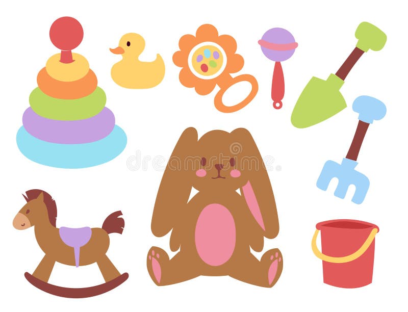 Van het de pictogrammenbeeldverhaal van het babyspeelgoed toyshop van het de familiejonge geitje van het ontwerp rammelt de leuke vector illustratie Van het de pictogrammenbeeldverhaal van het babyspeelgoed toyshop van het de familiejonge geitje van het ontwerp rammelt de leuke vector illustratie