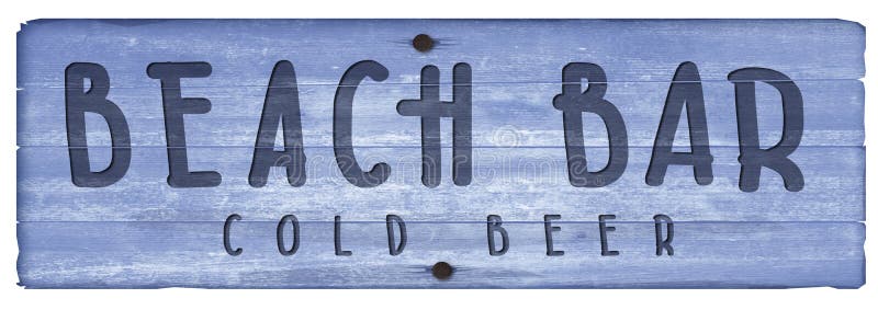 Beach Bar Wooden Plaque Sign old rustic blue hand carved cold beer brews cocktails. Beach Bar Wooden Plaque Sign old rustic blue hand carved cold beer brews cocktails