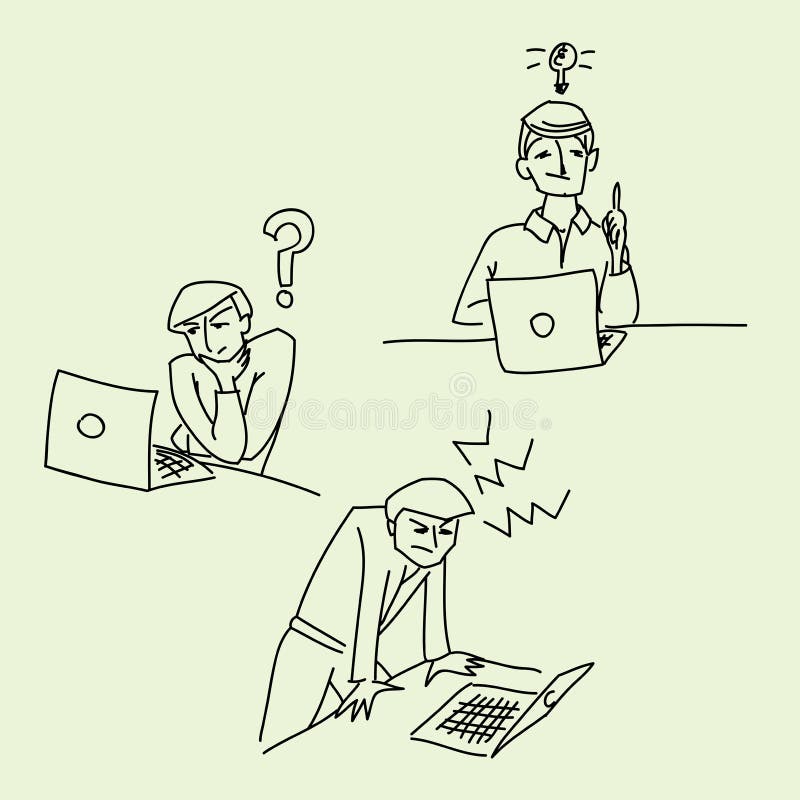 Van het de spanningsidee van de bureauvraag vector de illustratieschets vector illustratie Van het de spanningsidee van de bureauvraag vector de illustratieschets vector illustratie