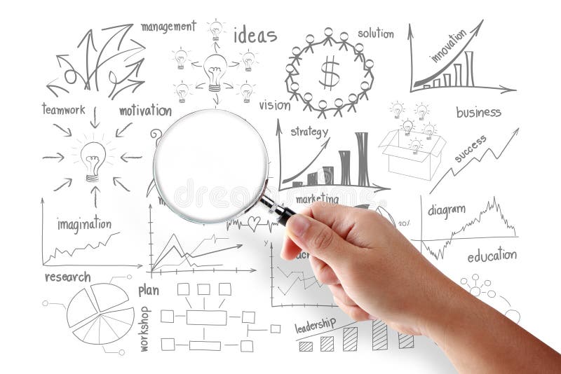 Bedrijfssucces creatieve tekening strategie plan idee zoektocht stock illustratie