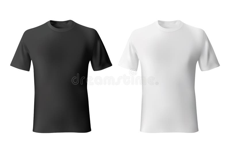 Van het de t-shirtmalplaatje van zwart-witte mensen het realistische model vector illustratie Van het de t-shirtmalplaatje van zwart-witte mensen het realistische model vector illustratie