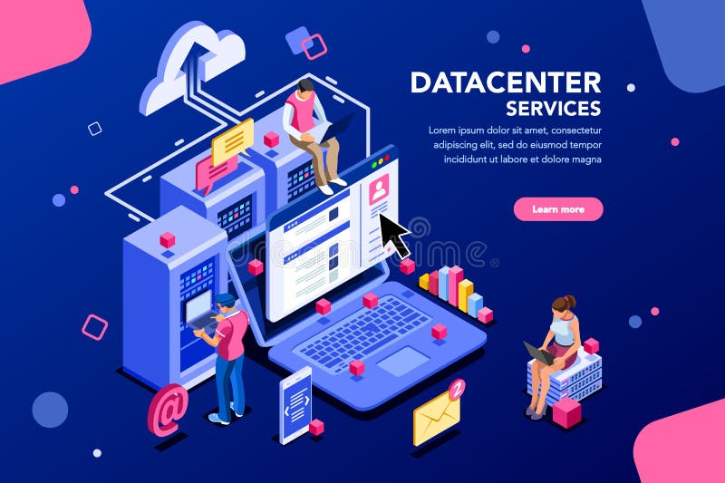 Van het de Verbindingsconcept van Datacenterinternet de Websitebanner vector illustratie Van het de Verbindingsconcept van Datacenterinternet de Websitebanner vector illustratie