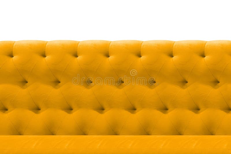 Van het het fluweelkussen van de luxe de Gele of Gouden bank achtergrond van het het close-uppatroon op wit stock foto Van het het fluweelkussen van de luxe de Gele of Gouden bank achtergrond van het het close-uppatroon op wit stock foto