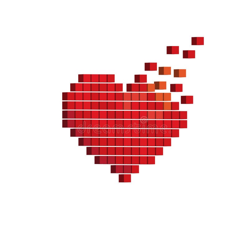 Van het hartontwerpen van de pixelkunst 3D de liefdeconcept vector illustratie Van het hartontwerpen van de pixelkunst 3D de liefdeconcept vector illustratie