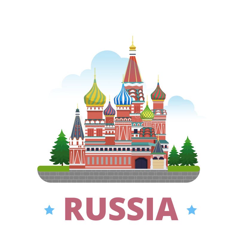 Van het het ontwerpmalplaatje van het land van Rusland Vlakke het beeldverhaalstijl royalty-vrije illustratie Van het het ontwerpmalplaatje van het land van Rusland Vlakke het beeldverhaalstijl royalty-vrije illustratie